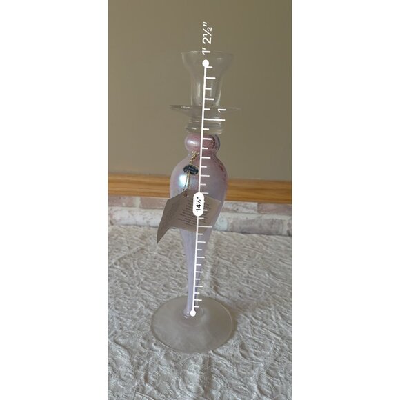 Vintage Murano Glass Pink & Blue Swirled Candlestick Made In Italy Cristalvi - Picture 13 of 13